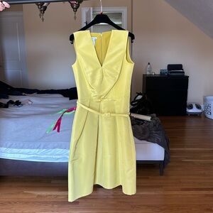 Yellow Oscar de la renta dress with pockets 100% silk